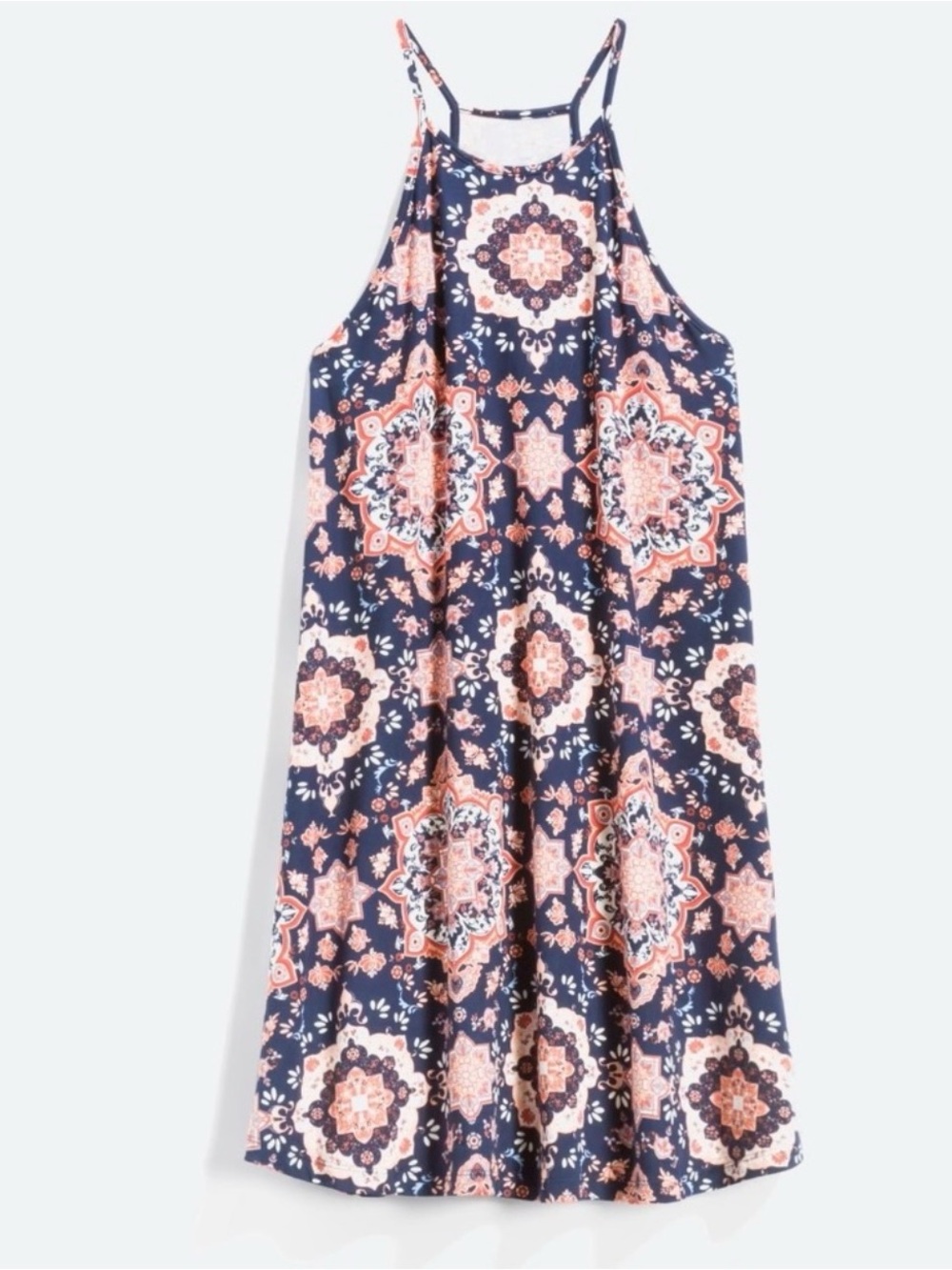 Navy Floral Halter Swing Dress - Sleeveless Summer Dress